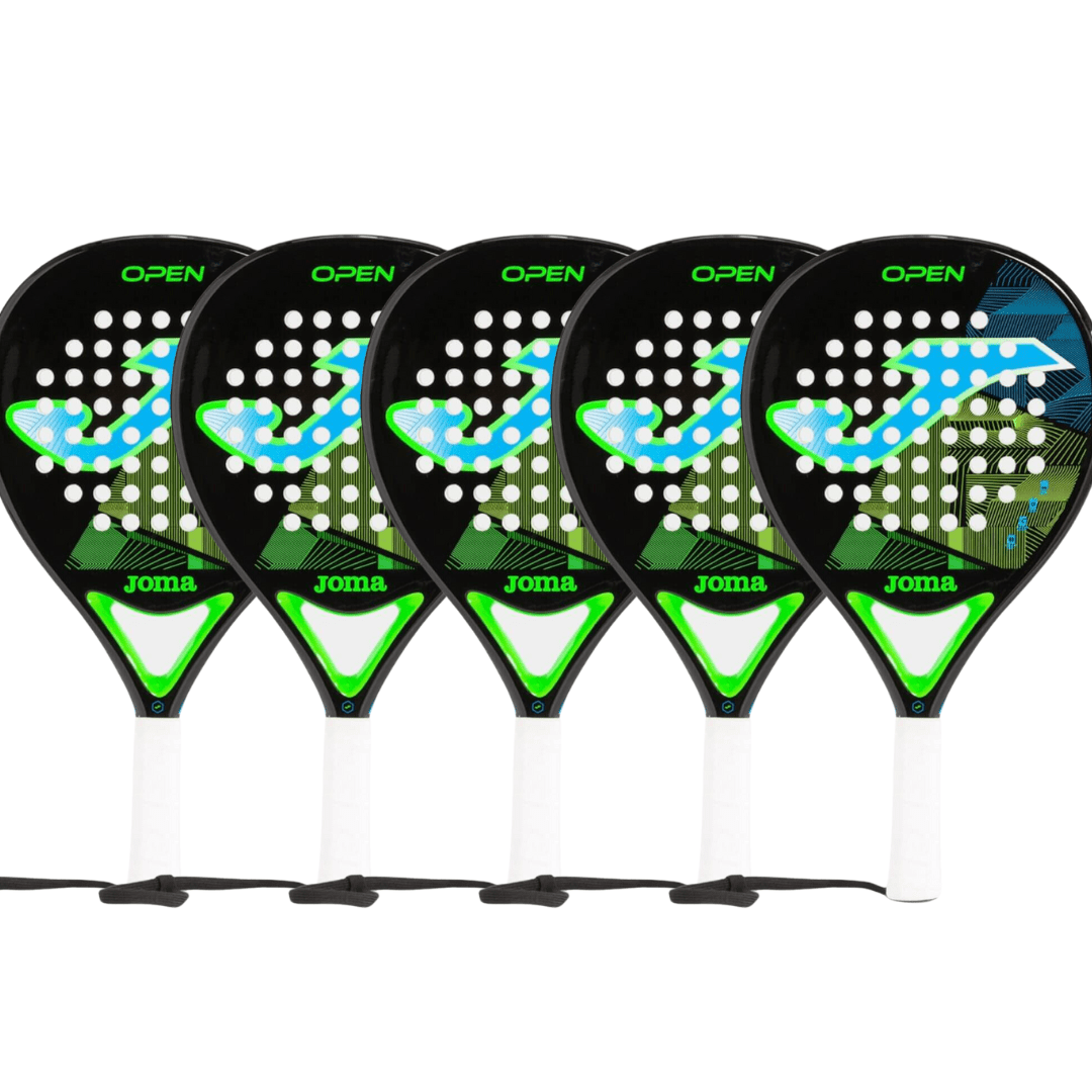 5x Joma Padel Racket Open Black Turquoise Fluor - Padel Outlet JOMA