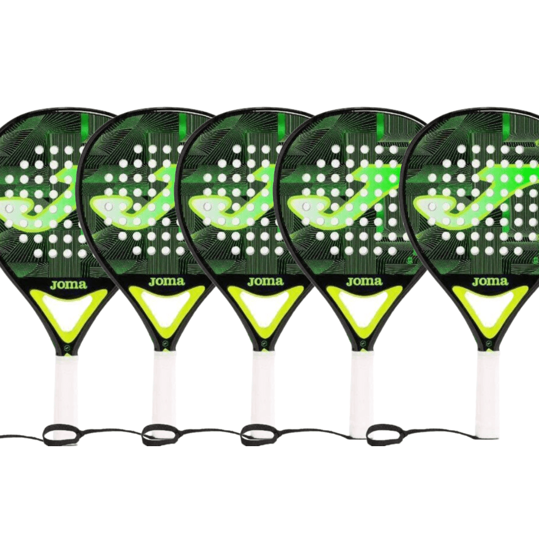 5x Joma Padel Racket Open Negro Verde Fluor - Padel Outlet JOMA