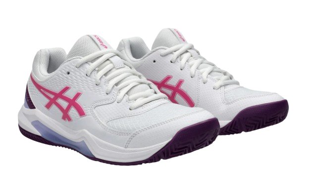 ASICS GEL - DEDICATE 8 PADEL - WHITE / DRAGON FRUIT - Padel Outlet Asics